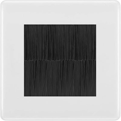 BG Nexus White Single 2 Gang Brush Cable Entry Wall Plate | Black Insert by British General (BG-8EMS2+EMFO)