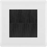 BG Nexus White Single 2 Gang Brush Cable Entry Wall Plate | Black Insert by British General (BG-8EMS2+EMFO)