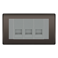 BG Nexus Black Nickel 3 Gang Master Telephone Socket, Screw Terminal - Grey Insert