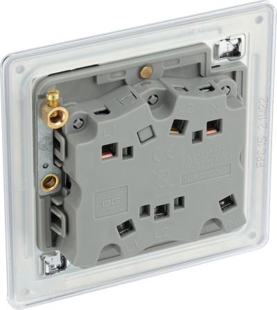 BG Electrical FPC15 Nexus Screwless Flat-Plate Fan Isolator Switch 3 Pole Polished Chrome 10A
