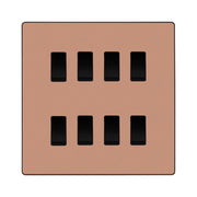 BG Evolve Polished Copper 8 Gang Intermediate Custom Grid Light Switch with Back Box Included by British General (BG-Evolve-PC-8G-CUSTOM-8x INT SWITCH)
