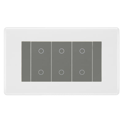 BG Nexus White Moulded Triple Secondary Touch Dimmer Switch - Grey Insert by British General (BG-8EMR4+EMTDSG)