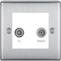 BG Nexus Metal Brushed Steel TV & FM Socket NBS66W