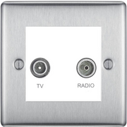 BG Nexus Metal Brushed Steel TV & FM Socket NBS66W by British General (BG-NBS66W)