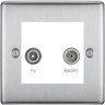 BG Nexus Metal Brushed Steel TV & FM Socket NBS66W by British General (BG-NBS66W)