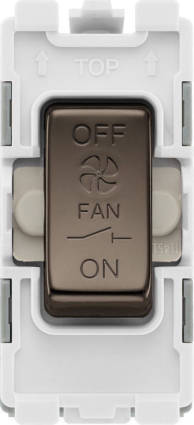 BG Electrical RBN15 Nexus Grid Black Nickel 3 Pole Fan Isolator Module 10A