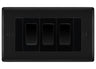 BG Nexus Matt Black 3G Switch 2x Intermediate 1x 2 Way Switch - Black Insert by British General (BG-Nexus-FB-3G-Combo-1x 2WAY-2x INT-BL)