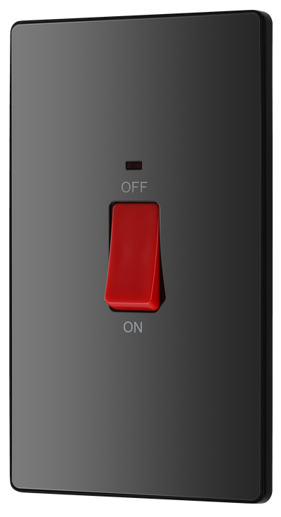 Switches: BG Evolve Black Chrome Screwless Switches & Sockets Black Inserts Full Range PCDBC12B - Single Light Switch 20A by British General (BG-EVOLVE-BLACK-CHROME-PCDBC12B)