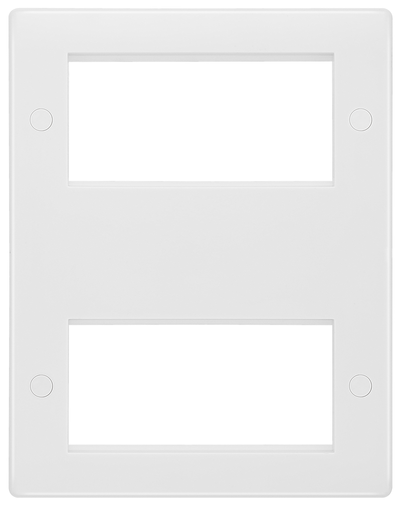 BG 8EM8 Round Edge | White | 2x 4 Module Double Stack Quad Euro Module Faceplate