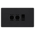 BG Evolve Matt Black 3 Gang Light Switch 2x Trailing Edge LED Dimmer 1x 2 Way Custom Switch