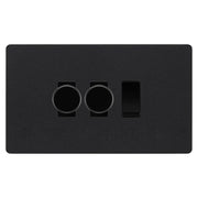 BG Evolve Matt Black 3 Gang Light Switch 2x Trailing Edge LED Dimmer 1x 2 Way Custom Switch by British General (Evolve-MB-CUSTOM-3GANG-2xDIMMER-1x 2WAY)