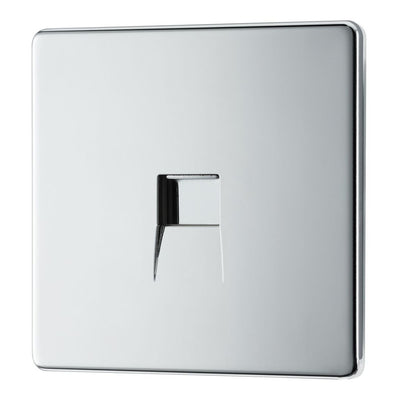 BG Screwless Polished Chrome 1 Gang Secondary Telephone Socket FPCBTS1 with 25mm Steel Back Box