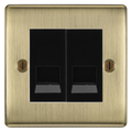 BG Nexus Antique Brass Double Master Telephone Socket, Screw Terminal - Black Insert