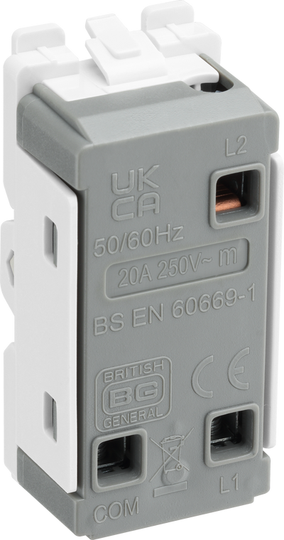 BG RAB12C Nexus Grid Antique Brass 20AX 2 Way 1 Pole Centre-Off Switch Module