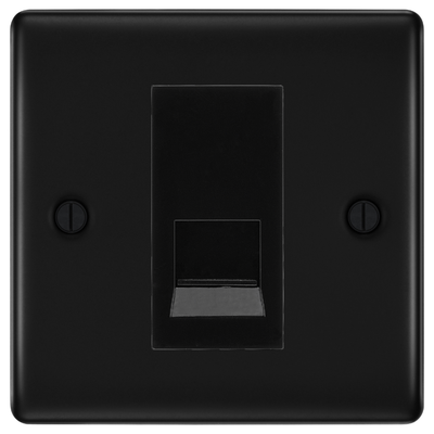 BG Nexus Matt Black Single Secondary Telephone Socket, Screw Terminal - Black Insert by British General (BG-NFBEMS1+EMBTSSB)