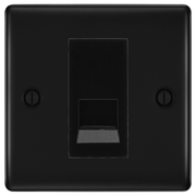 BG Nexus Matt Black Single Secondary Telephone Socket, Screw Terminal - Black Insert by British General (BG-NFBEMS1+EMBTSSB)