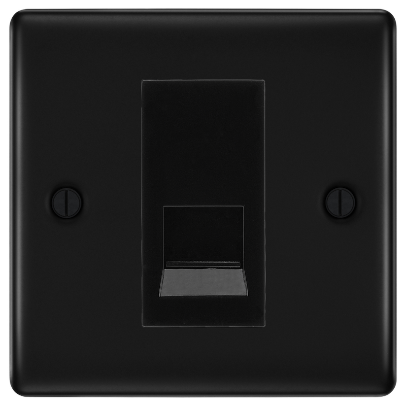 BG Nexus Matt Black Single Secondary Telephone Socket, Screw Terminal - Black Insert
