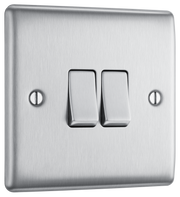 BG NBS42 Nexus Metal Brushed Steel 2 Gang 10A 10AX 2 Way Plate Switch by British General (BG-NBS42-Shopify-SA_1)