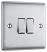 BG NBS42 Nexus Metal Brushed Steel 2 Gang 10A 10AX 2 Way Plate Switch by British General (BG-NBS42-Shopify-SA_1)