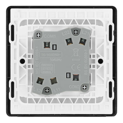 BG Evolve Black Chrome 2G Wide Rocker Light Switch PCDBC42WB with 35mm Steel Back Box