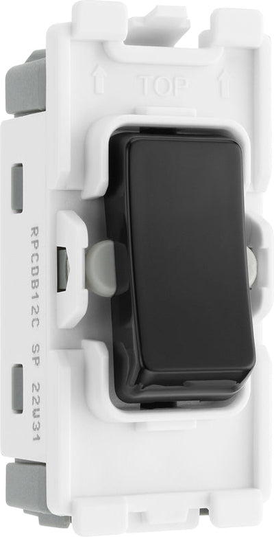 BG RPCDB12C Evolve Grid Black 20A 20AX 2 Way 1 Pole Centre-Off Switch Module