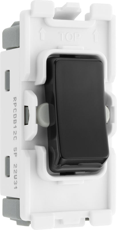 BG RPCDB12C Evolve Grid Black 20A 20AX 2 Way 1 Pole Centre-Off Switch Module