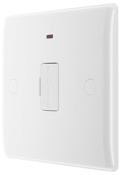 BG 856 Moulded Round Edge | White | 13A Neon Unswitched Fused Connection Unit by British General (BG-856)