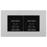 BG Evolve Brushed Steel 4G Faceplate with 45W USB A+C Charger Modules – Black Insert by British General (BG-PCDBSEMR4W+EMUSBAC45B)
