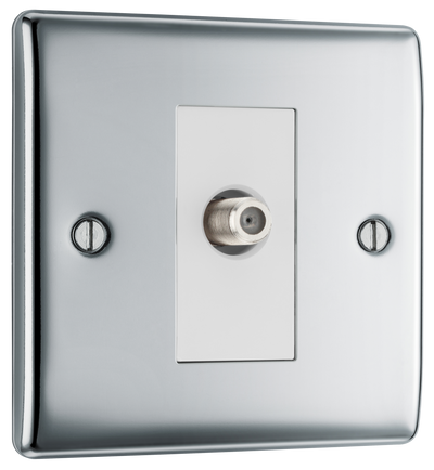 BG NPC64 Nexus Satellite, 1 Gang Co-axial Satellite Socket Polished Chrome