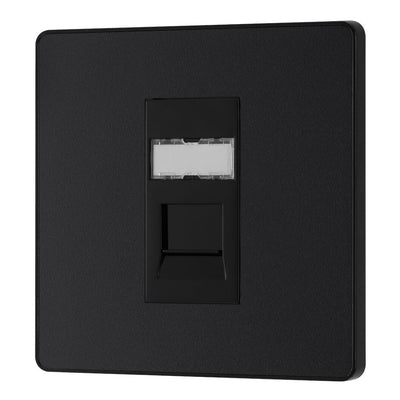 BG Evolve Matt Black RJ45 Cat6 Single Data Outlet PCDMBRJ451B with 35mm Steel Back Box