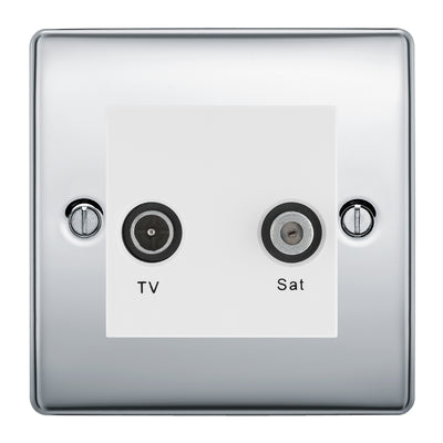 BG Nexus Metal Polished Chrome TV & Satellite Socket NPCTVSATW