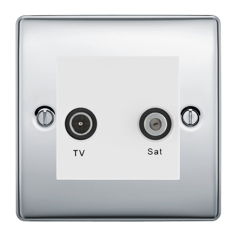 BG Nexus Metal Polished Chrome TV & Satellite Socket NPCTVSATW
