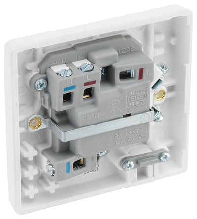 BG 851 Moulded Round Edge | White | 13A 2 Pole Flex Outlet Switched Fused Connection Unit by British General (BG-851)