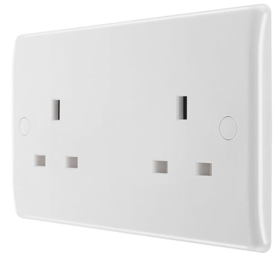 BG 824 Moulded Round Edge | White | 2 Gang 13A Unswitched Socket by British General (BG-824)