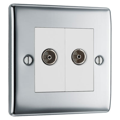 BG Nexus Polished Chrome Diplex TV/FM Socket NPC66 with 25mm Steel Back Box