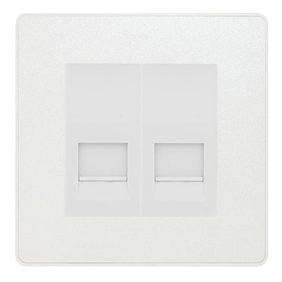 BG Evolve Pearlescent White Double IDC Secondary Telephone Socket - White Insert by British General (BG-PCDCLBTS2W)