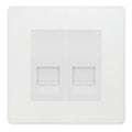 BG Evolve Pearlescent White Double IDC Secondary Telephone Socket - White Insert