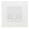 BG Evolve Pearlescent White Double IDC Secondary Telephone Socket - White Insert by British General (BG-PCDCLBTS2W)