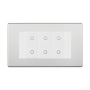 BG Nexus Screwless Brushed Steel Triple Master Touch Dimmer Switch - White Insert by British General (BG-EMTDMW+FBSEMR4)