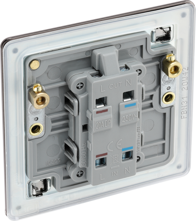 BG FBN31 Nexus Screwless Flat-Plate Single Switch Black Nickel Neon 2 Way 20A