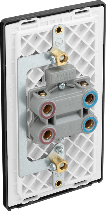 PCDMG72B  Back - This Evolve Matt Grey 45A double pole switch with indicator from British General is ideal for use with cookers and has a large mounting plate measuring 146mm high x 86mm wide. 