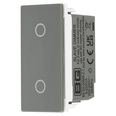 BG Nexus Black Nickel Single Secondary Touch Dimmer Switch Grey Insert