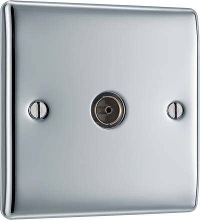 BG NPC60 Nexus Metal Polished Chrome 1 Gang Co-Axial Socket