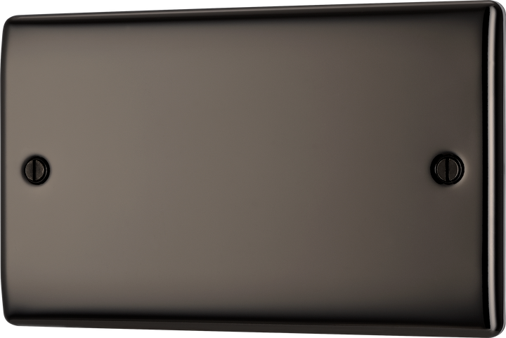 NBN95 Front - This premium black nickel finish double blank plate from British General is ideal for covering unused electrical connections and has a sleek and slim profile, with softly rounded edges to add a touch of luxury to your decor.