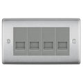 BG Nexus Brushed Steel 4 Gang RJ11 Telephone Socket Euro Module - Grey Insert