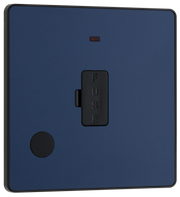 BG PCDDB54B Matt Blue Evolve 13A Flex Outlet Neon Unswitched Fused Spur Unit - Black Insert by British General (BG-PCDDB54B-Shopify-SA_1)