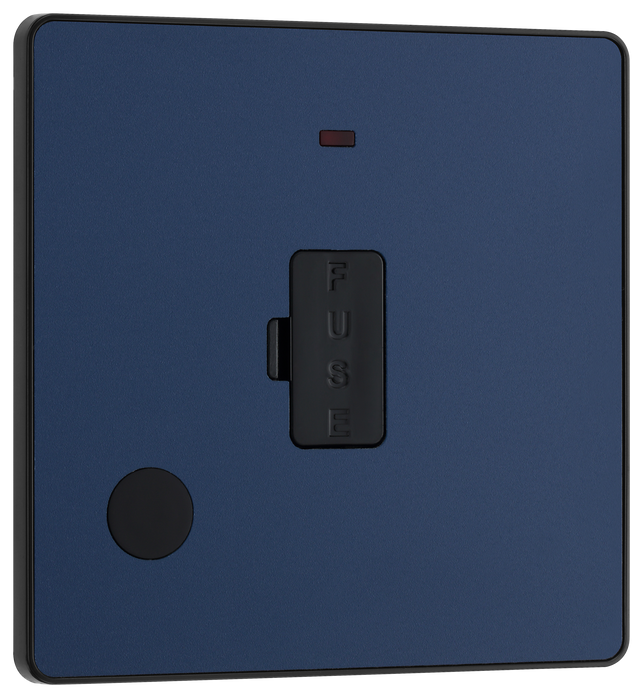 PCDDB54B Front -This Evolve Matt Blue 13A fused and unswitched connection unit from British General provides an outlet from the mains containing the fuse, ideal for spur circuits and hardwired appliances.