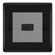 BG Nexus Matt Black 1 Gang HDMI Socket Grey Insert by British General (BG-EMHDMIG+NFBEMS2)