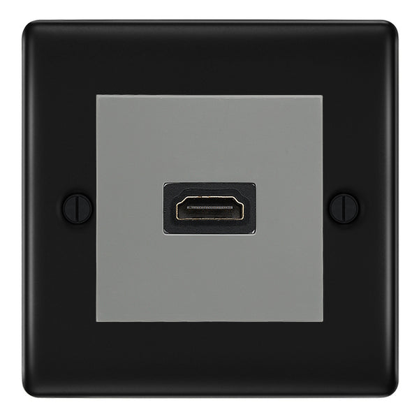 BG Nexus Matt Black 1 Gang HDMI Socket Grey Insert