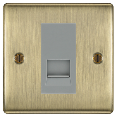 BG Nexus Antique Brass Single Master Telephone Socket, Screw Terminal - Grey Inserts by British General (BG-NABBTMS1G)
